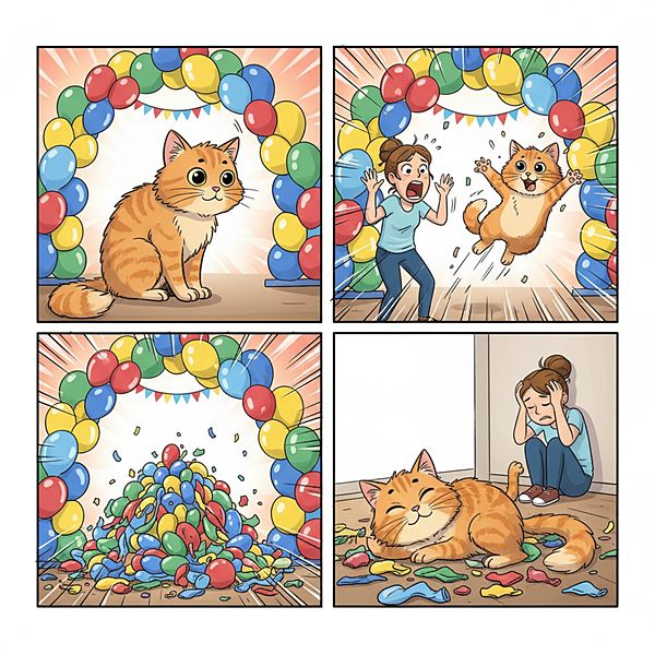 Кошка и воздушные шары миникомикс