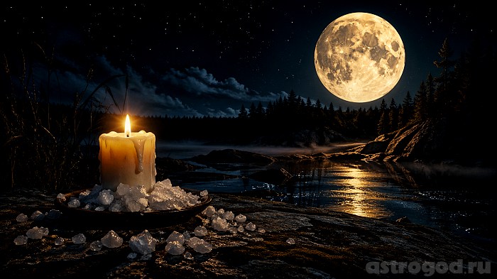 Чистка на Луну свечи и соль