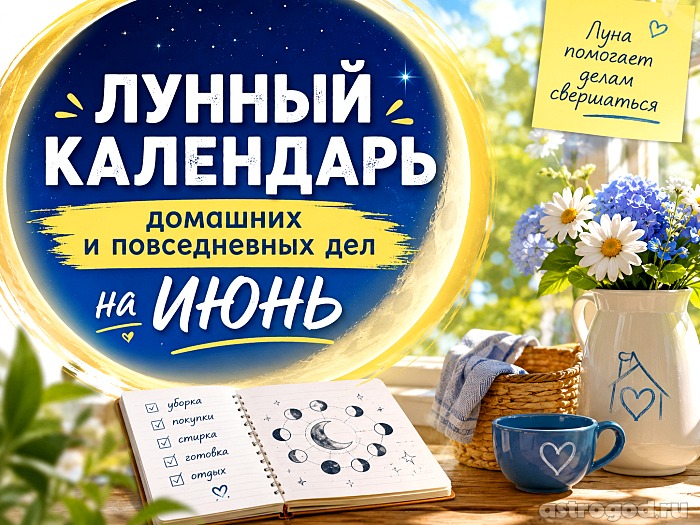 Лунный календарь домашних и повседневных дел на июнь