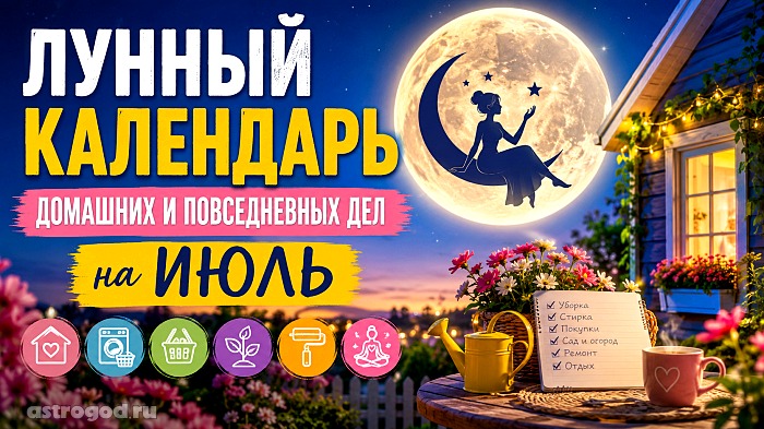 Лунный календарь домашних и повседневных дел на июль